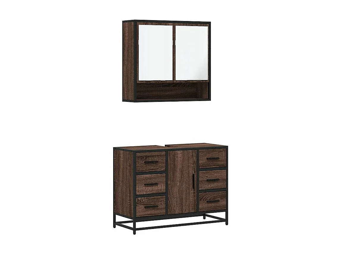 Ensemble de meubles de salle de bain 2 pcs Chêne marron