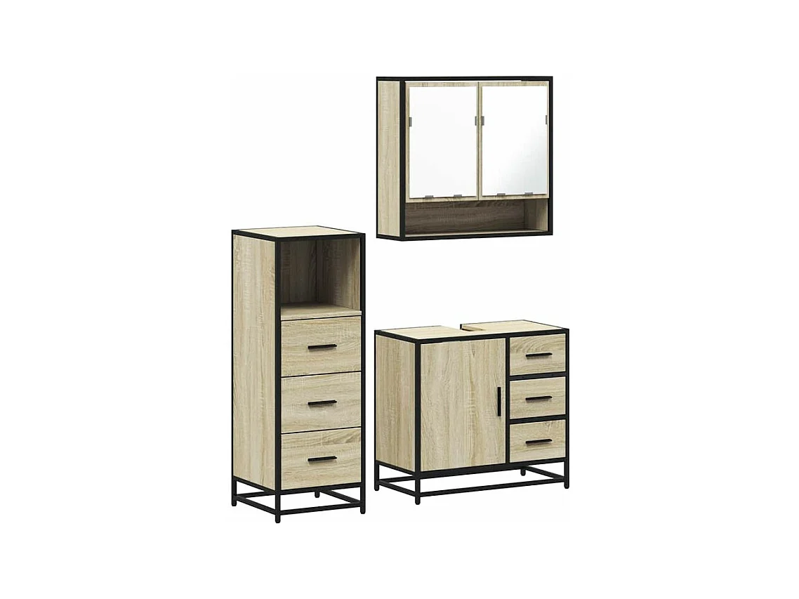 Ensemble de meubles de salle de bain 3 pcs chêne sonoma