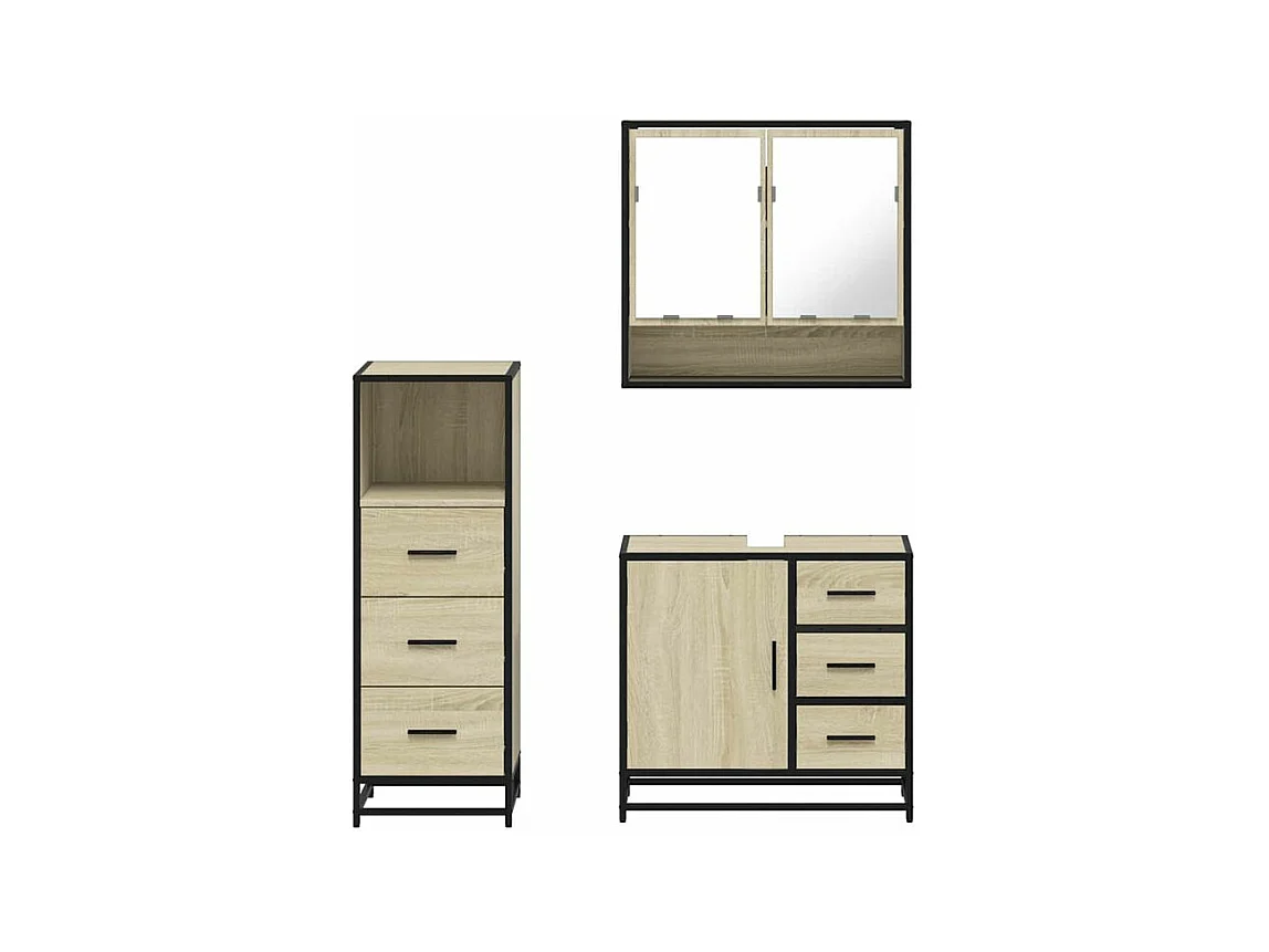 Ensemble de meubles de salle de bain 3 pcs chêne sonoma
