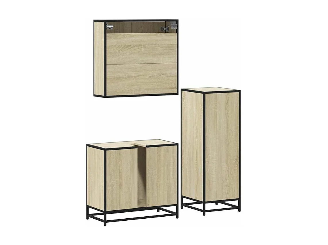 Ensemble de meubles de salle de bain 3 pcs chêne sonoma