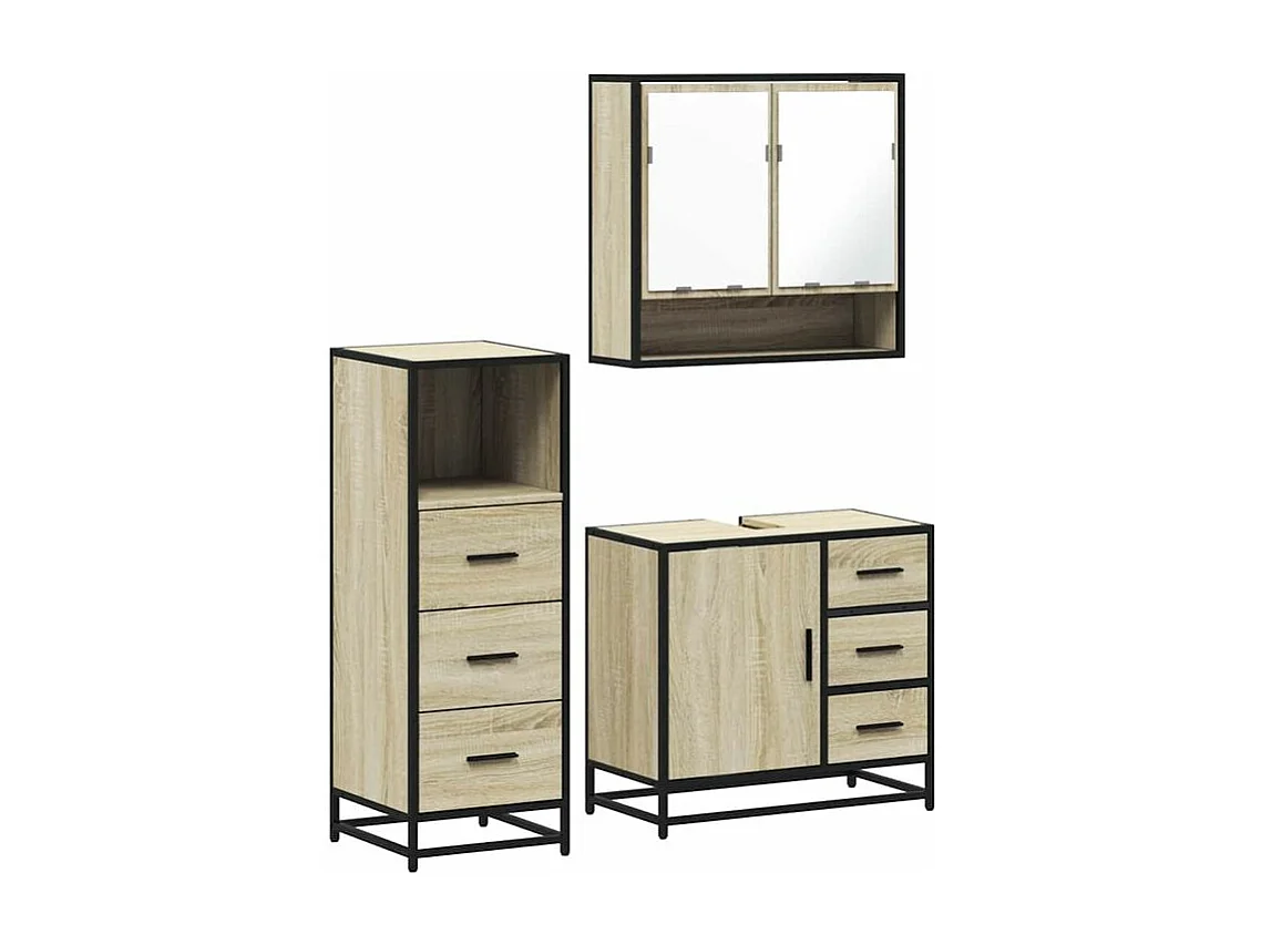 Ensemble de meubles de salle de bain 3 pcs chêne sonoma