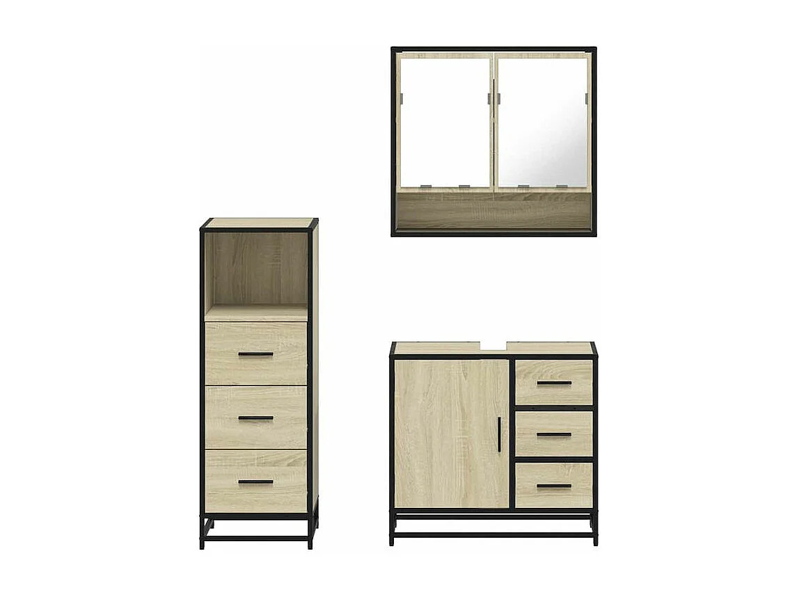 Ensemble de meubles de salle de bain 3 pcs chêne sonoma