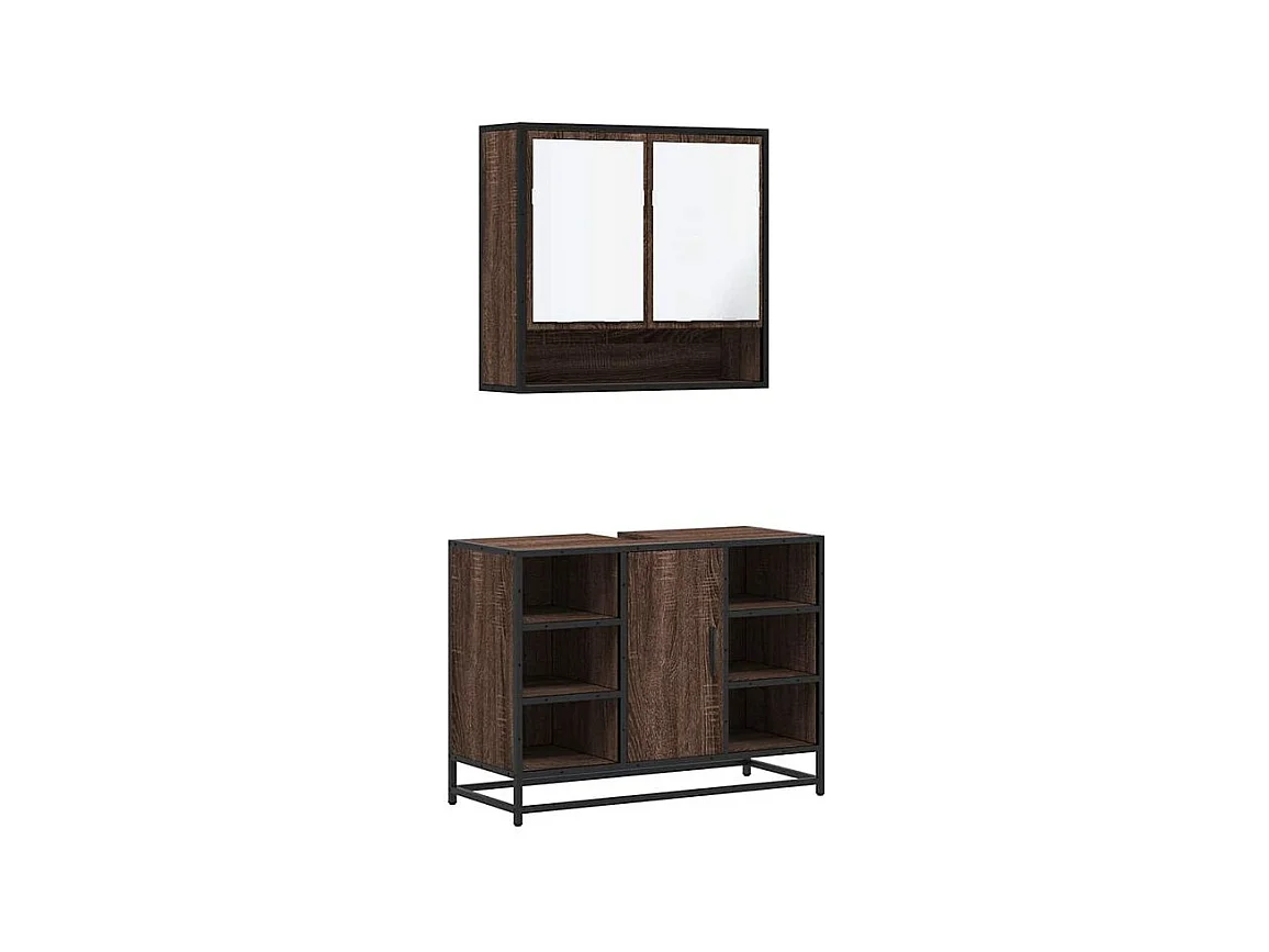 Ensemble de meubles de salle de bain 2 pcs Chêne marron