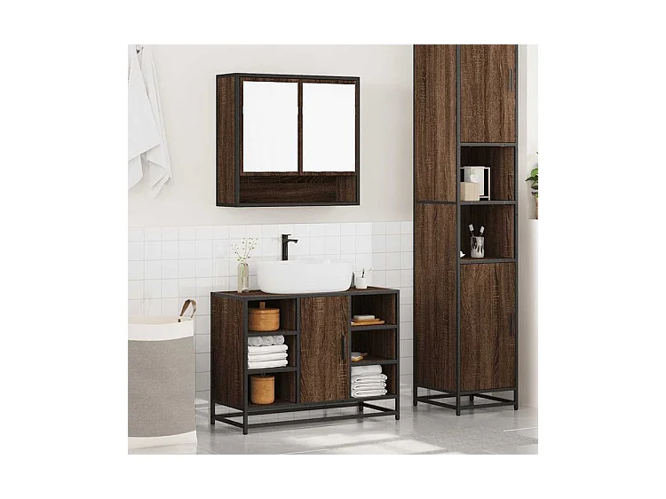 Ensemble de meubles de salle de bain 2 pcs Chêne marron