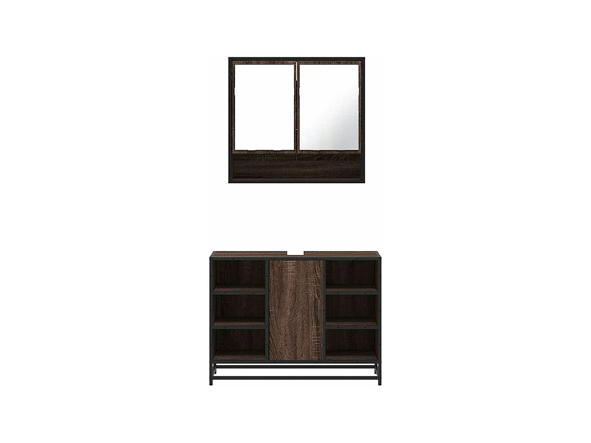 Ensemble de meubles de salle de bain 2 pcs Chêne marron
