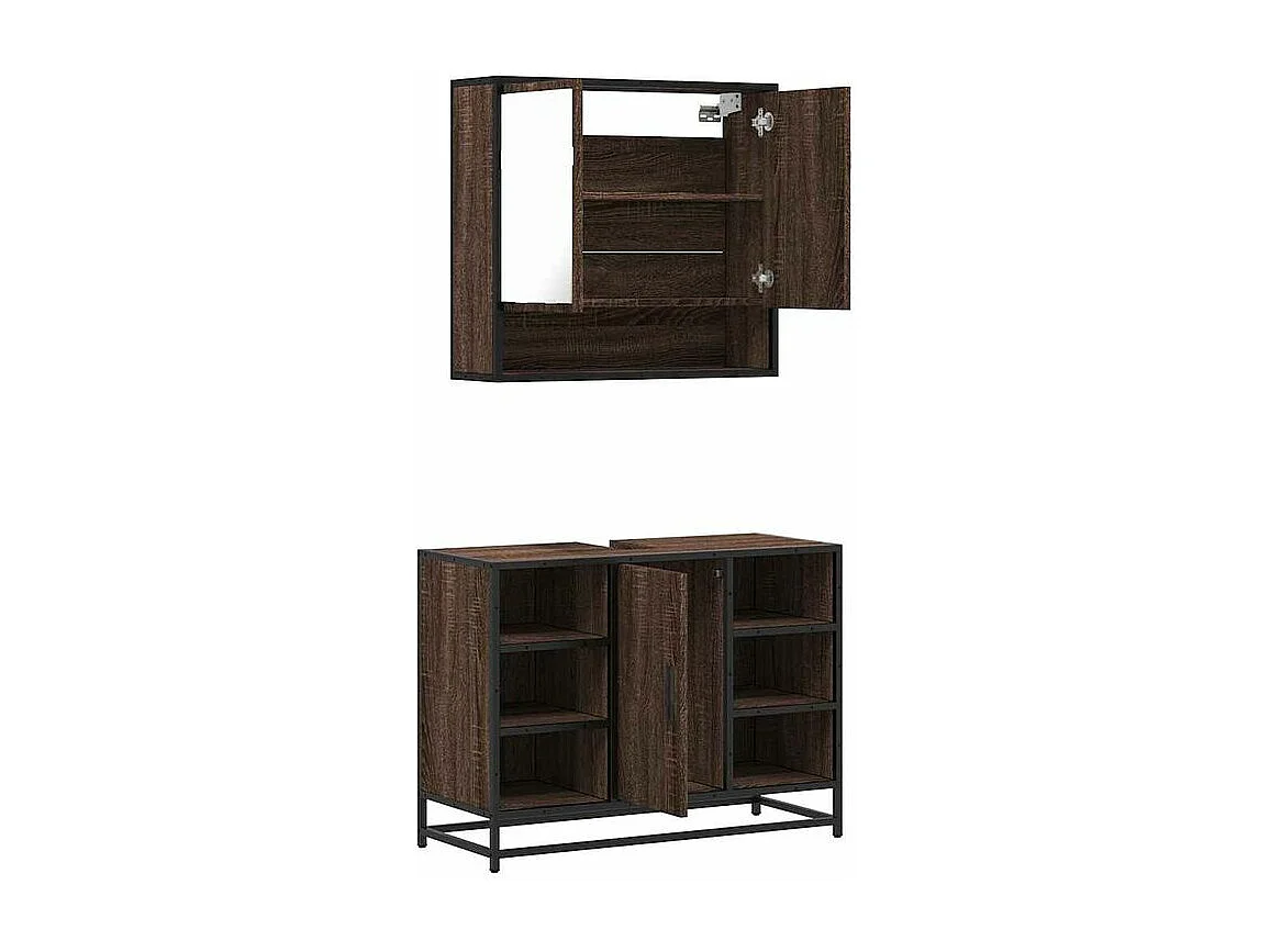 Ensemble de meubles de salle de bain 2 pcs Chêne marron