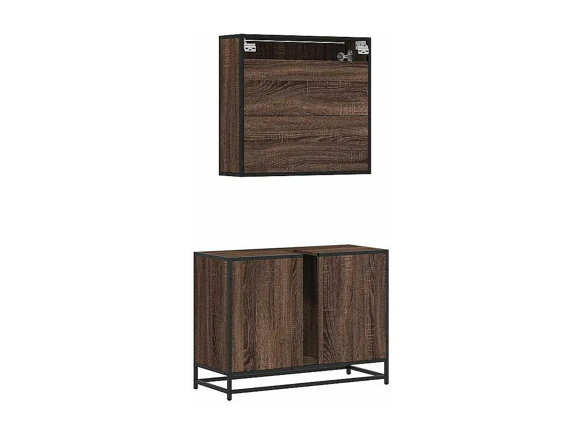 Ensemble de meubles de salle de bain 2 pcs Chêne marron