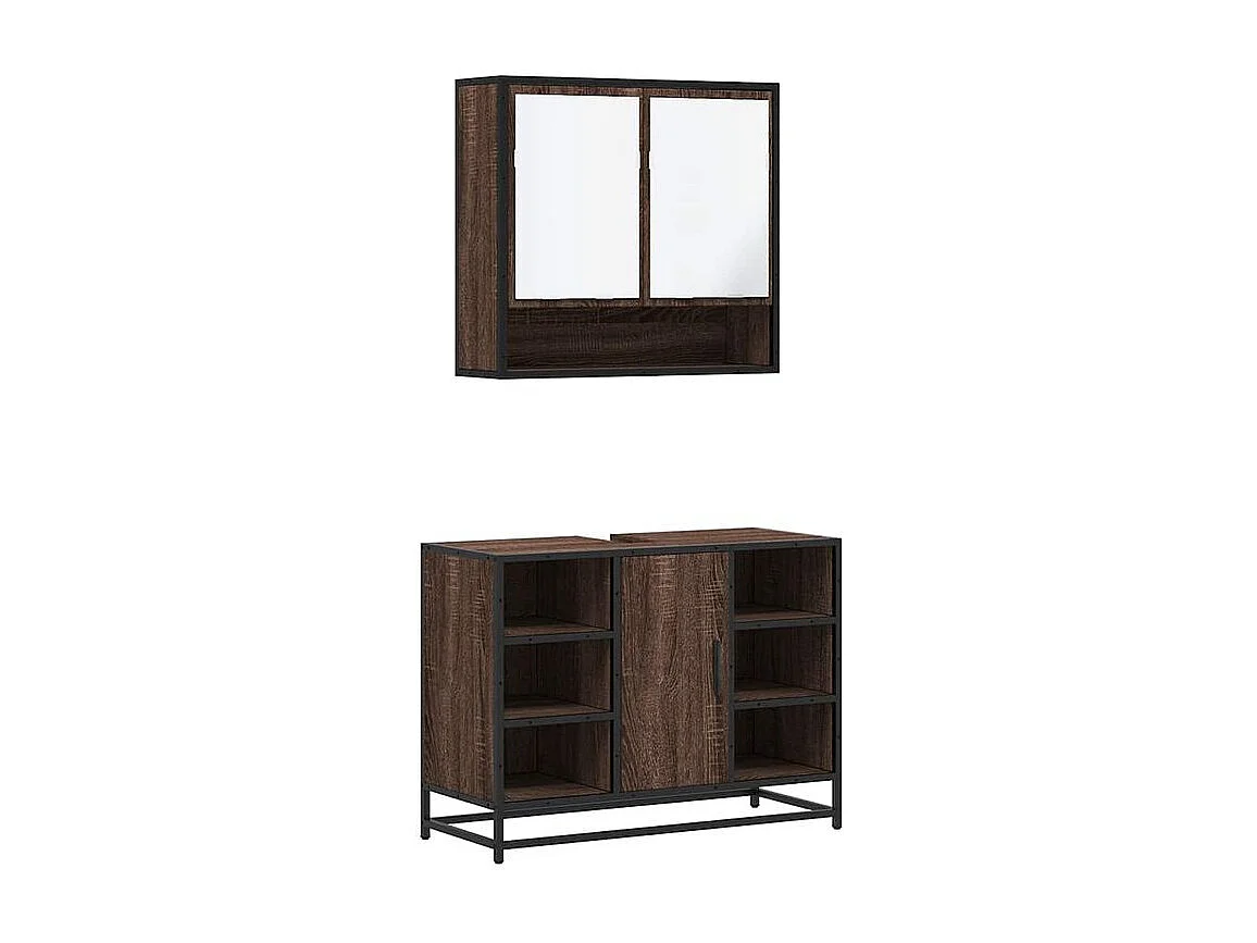 Ensemble de meubles de salle de bain 2 pcs Chêne marron