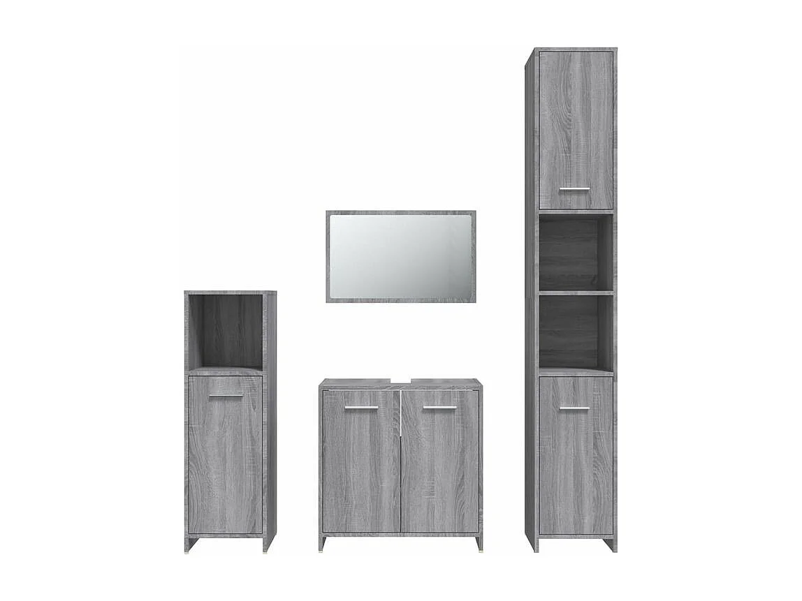 Ensemble de meubles de salle de bain 4 pcs Sonoma gris
