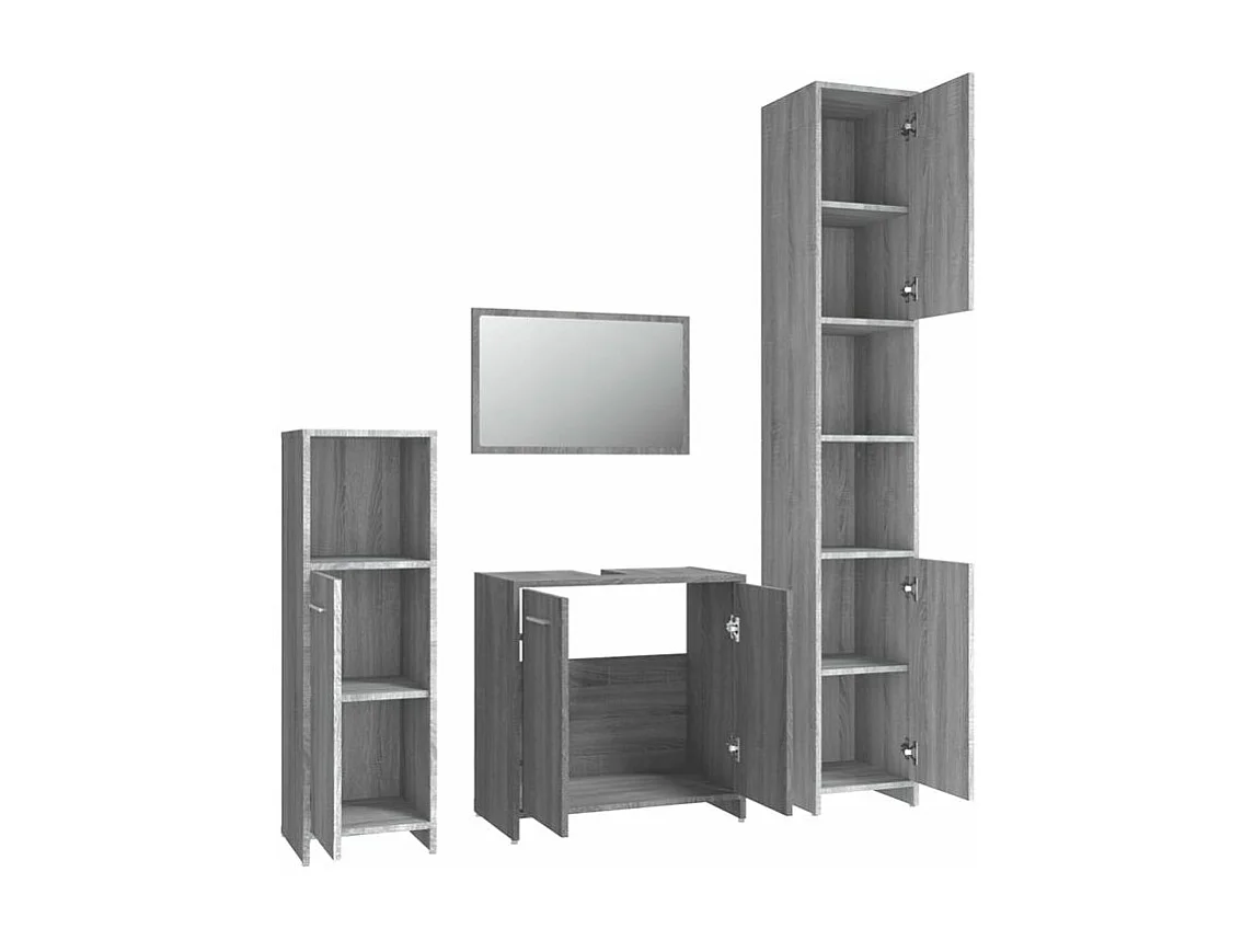 Ensemble de meubles de salle de bain 4 pcs Sonoma gris