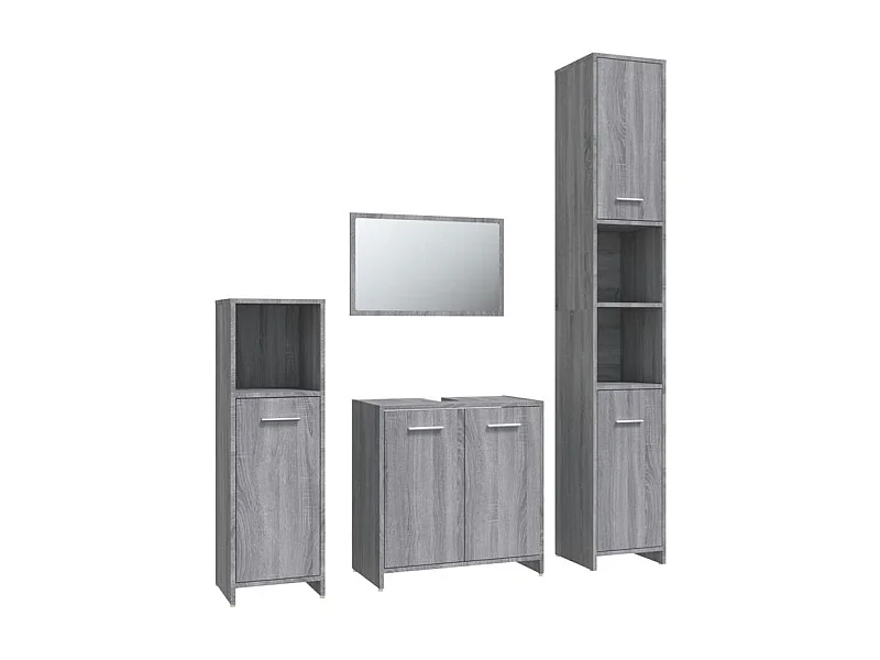 Ensemble de meubles de salle de bain 4 pcs Sonoma gris