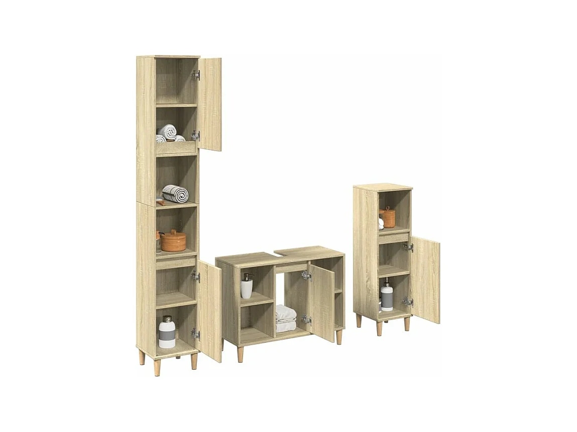 Ensemble de meubles de salle de bain 3 pcs chêne sonoma