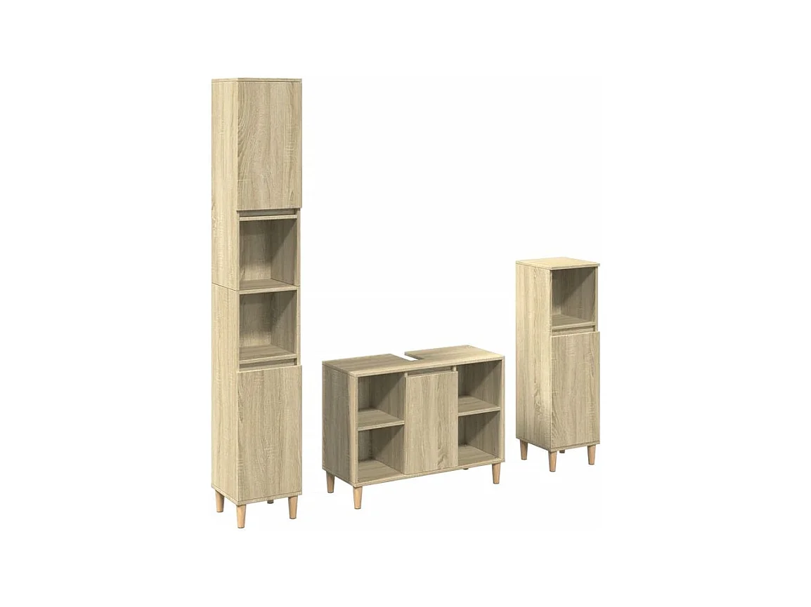 Ensemble de meubles de salle de bain 3 pcs chêne sonoma