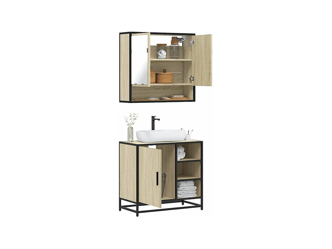 Ensemble de meubles de salle de bain 2 pcs chêne sonoma