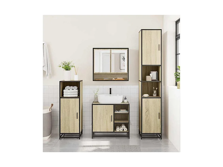 Ensemble de meubles de salle de bain 2 pcs chêne sonoma