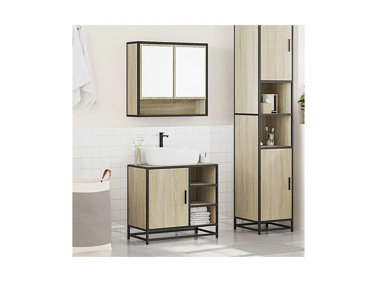 Ensemble de meubles de salle de bain 2 pcs chêne sonoma