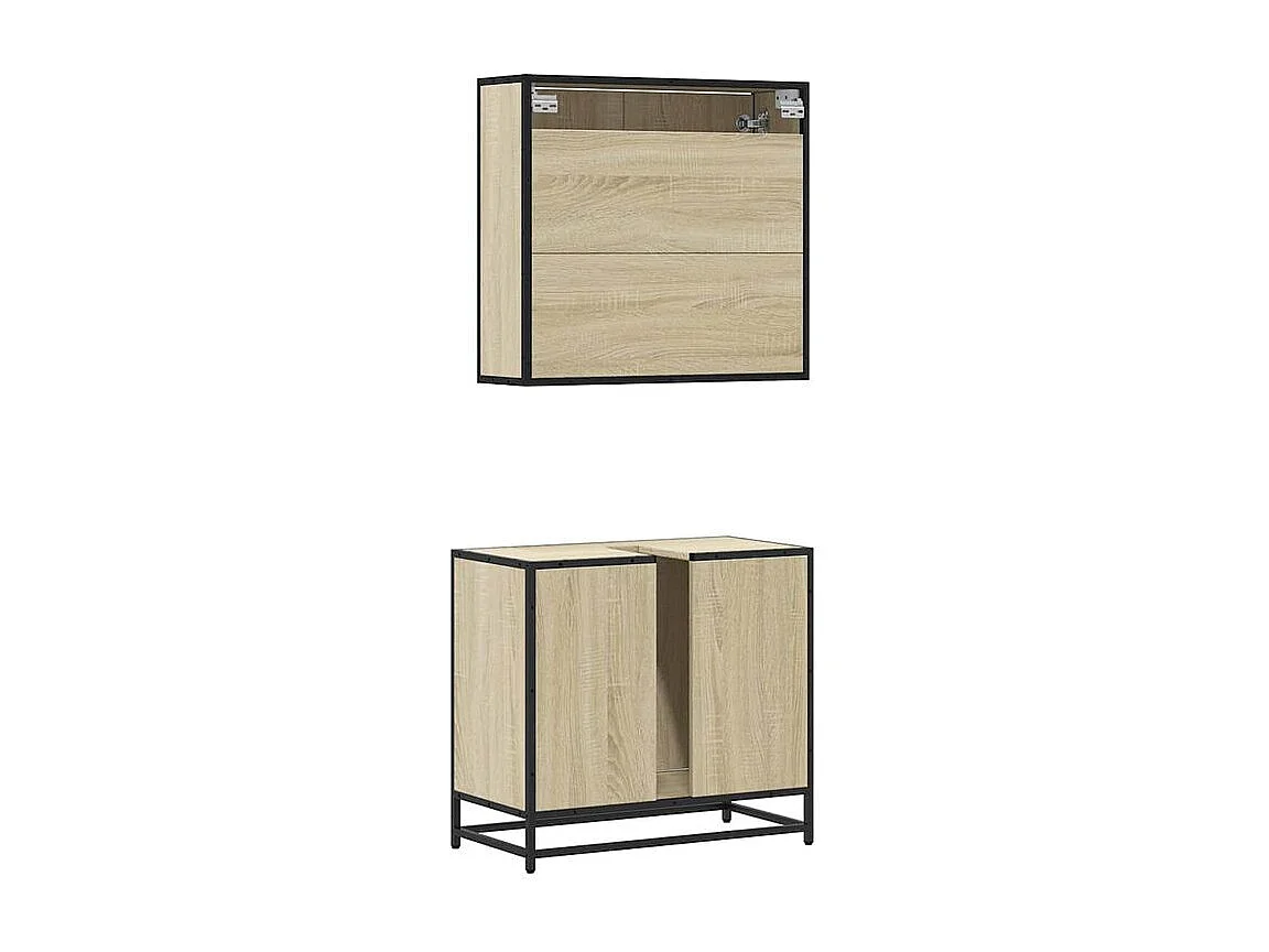 Ensemble de meubles de salle de bain 2 pcs chêne sonoma
