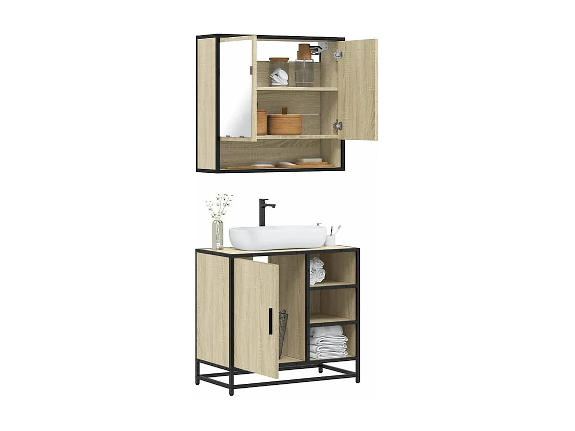 Ensemble de meubles de salle de bain 2 pcs chêne sonoma