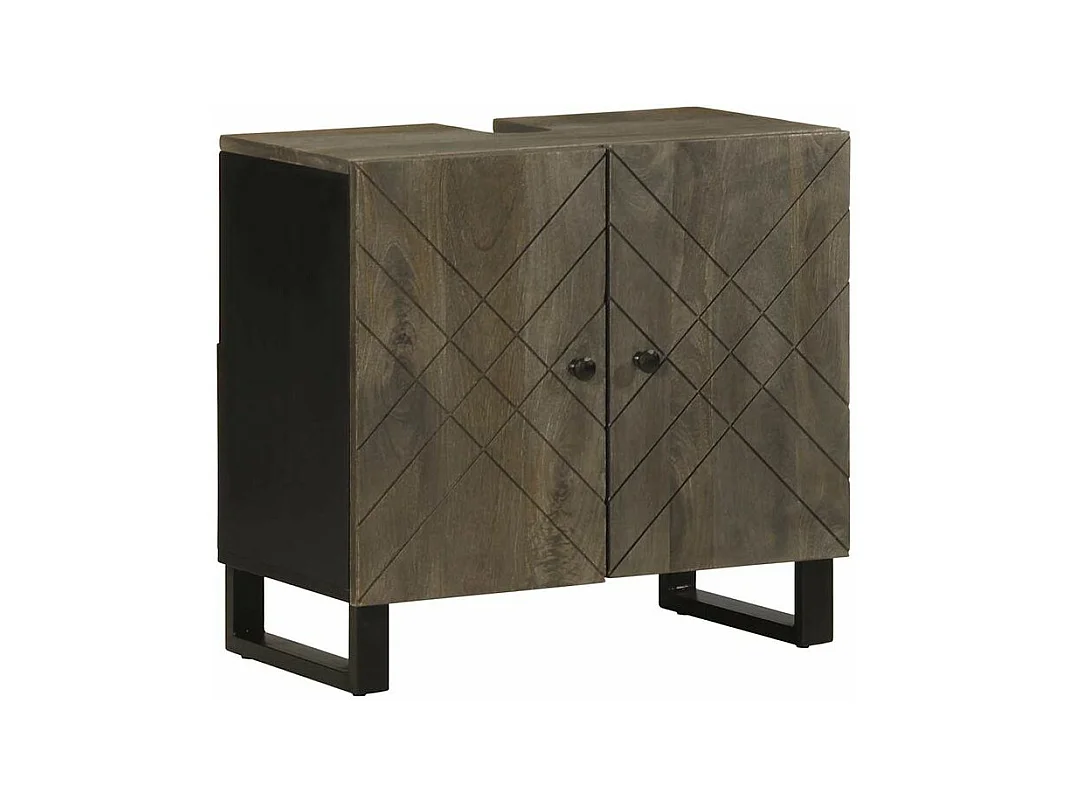 Ensemble de meubles salle de bain 2 pcs noir manguier massif