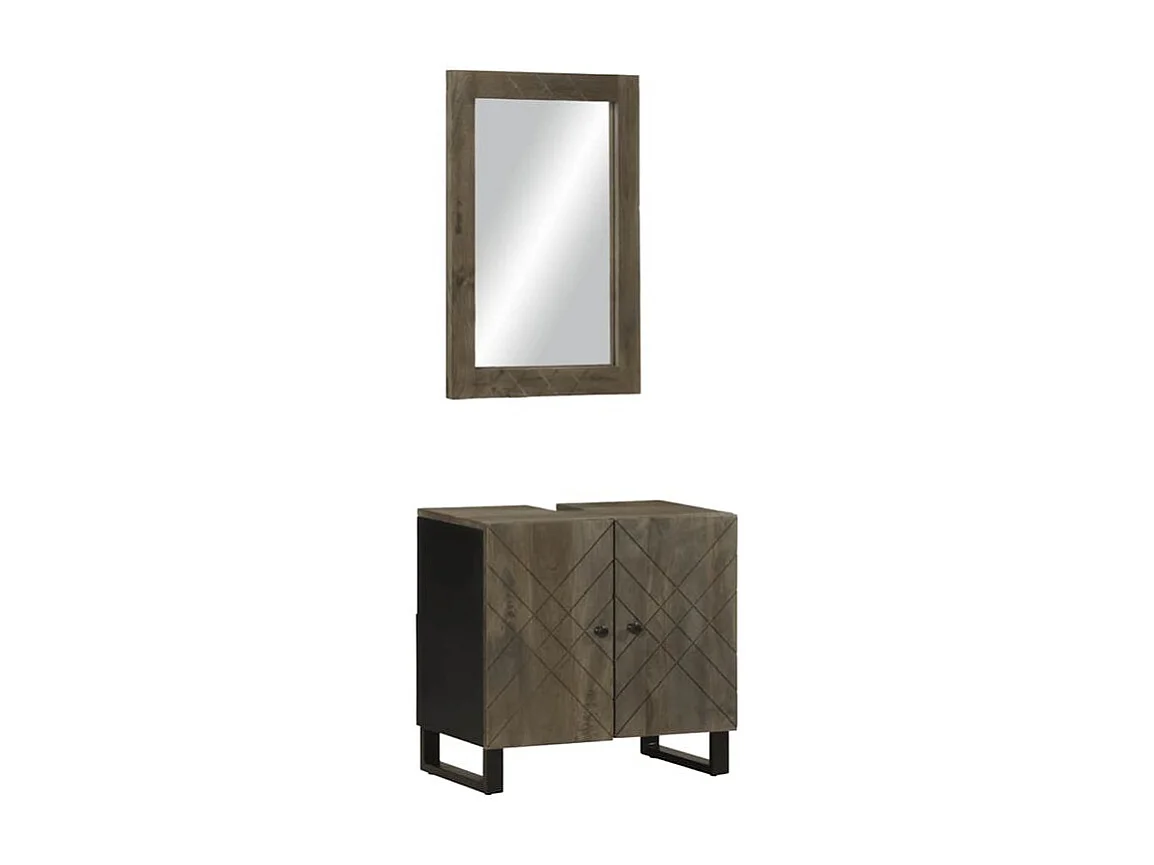 Ensemble de meubles salle de bain 2 pcs noir manguier massif