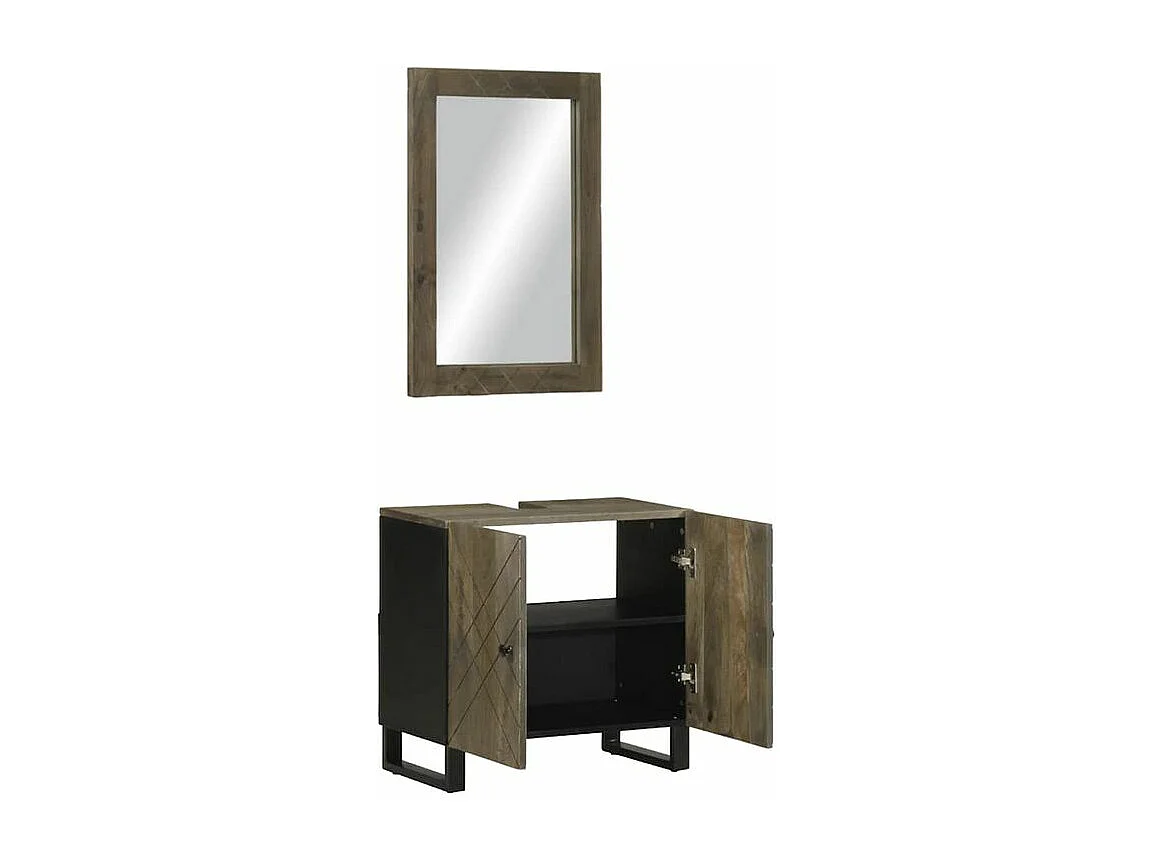 Ensemble de meubles salle de bain 2 pcs noir manguier massif