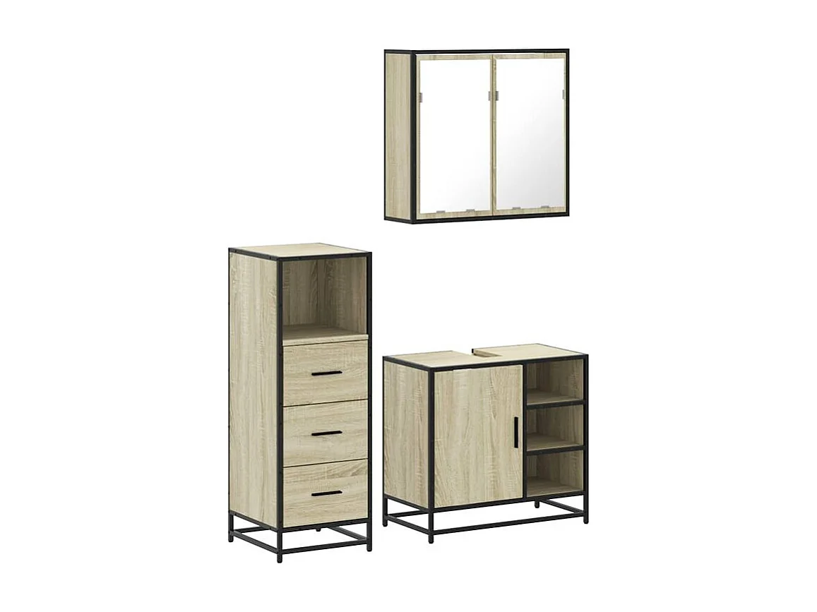 Ensemble de meubles de salle de bain 3 pcs chêne sonoma