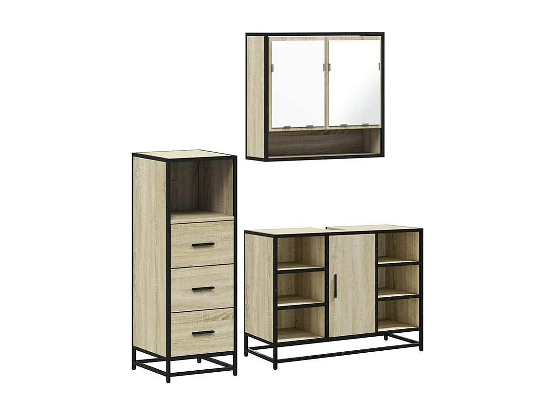 Ensemble de meubles de salle de bain 3 pcs chêne sonoma