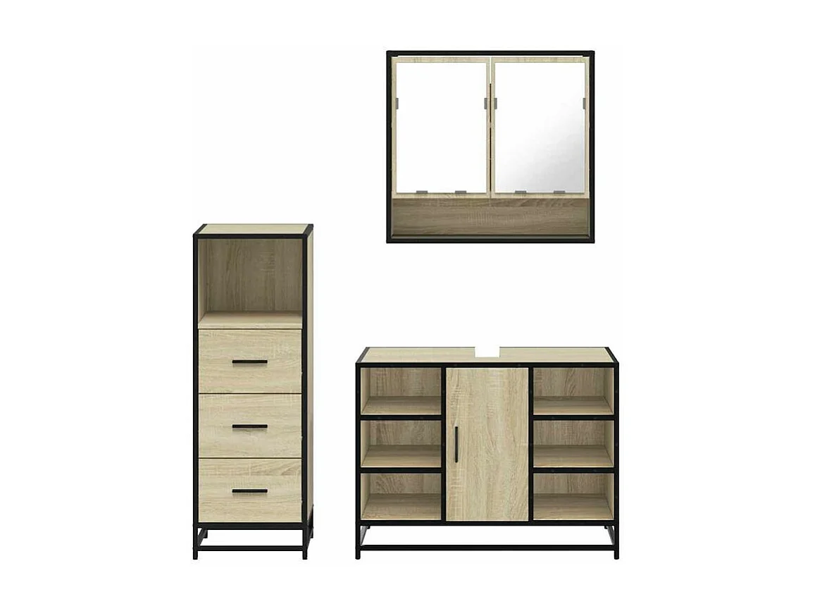 Ensemble de meubles de salle de bain 3 pcs chêne sonoma