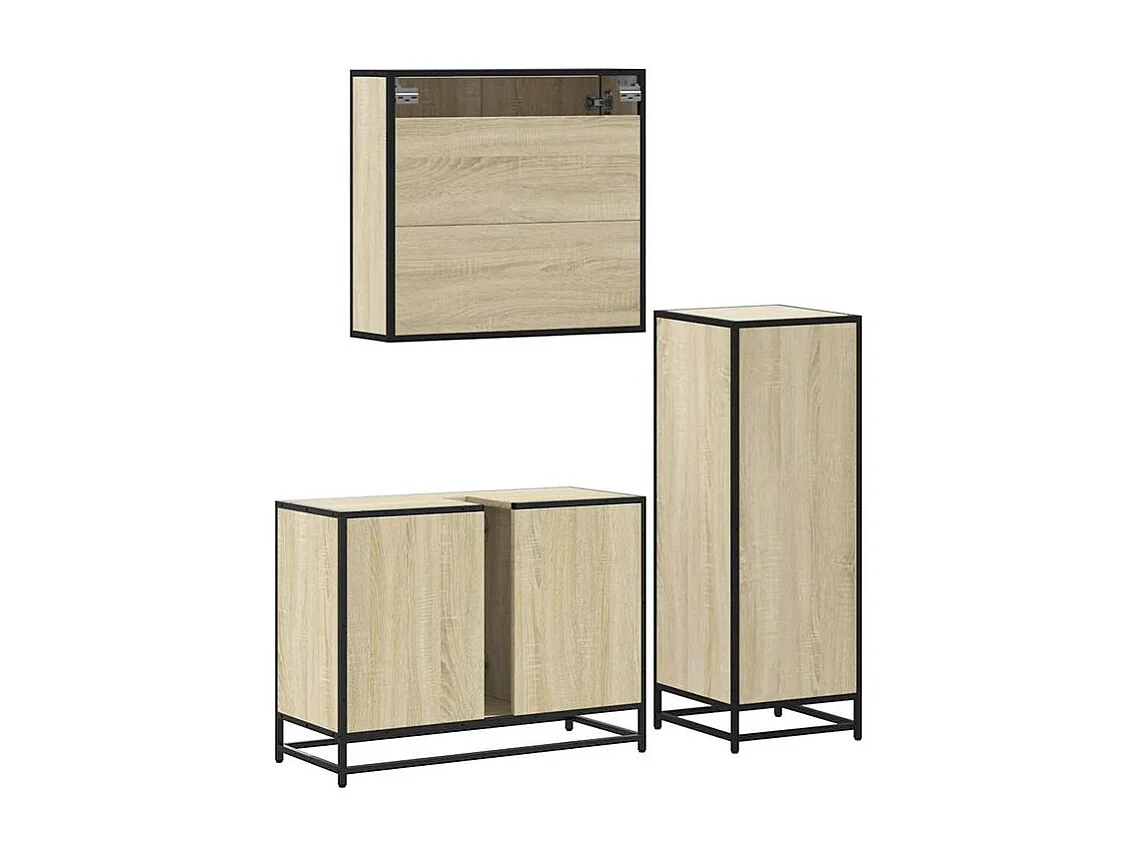 Ensemble de meubles de salle de bain 3 pcs chêne sonoma
