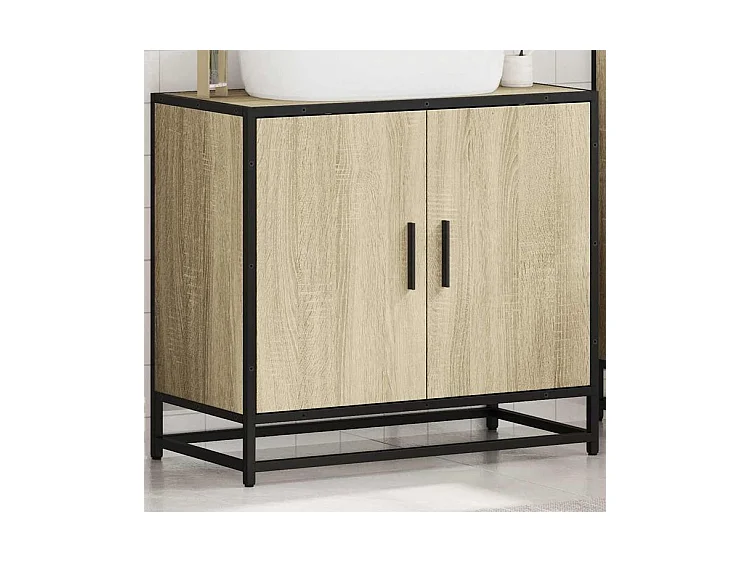 Armoire lavabo de salle de bain chêne sonoma bois d'ingénierie