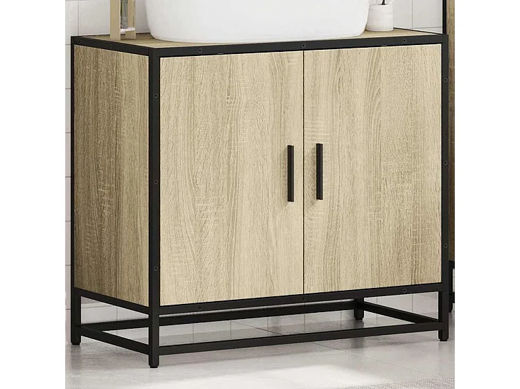 Armoire lavabo de salle de bain chêne sonoma bois d'ingénierie