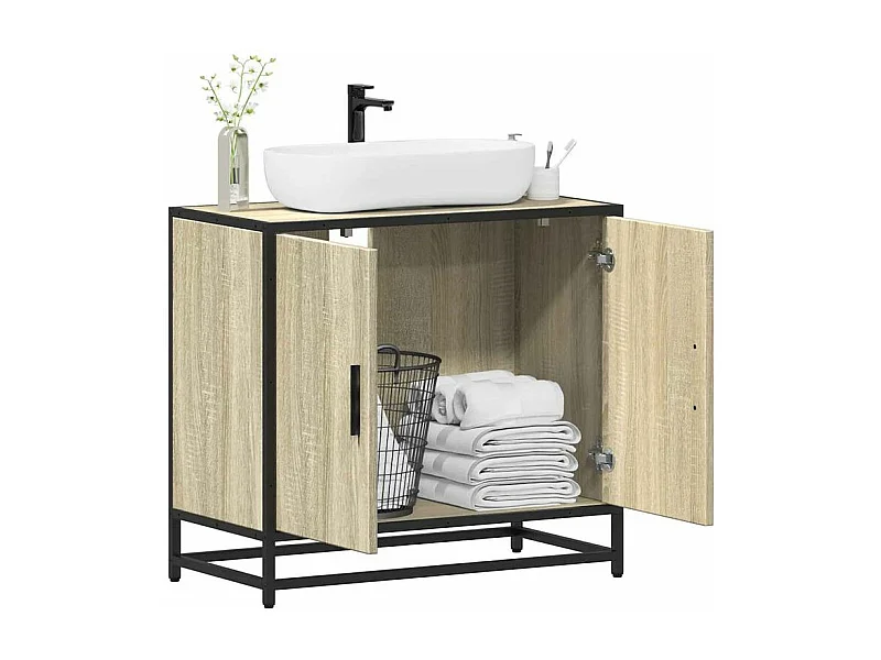 Armoire lavabo de salle de bain chêne sonoma bois d'ingénierie