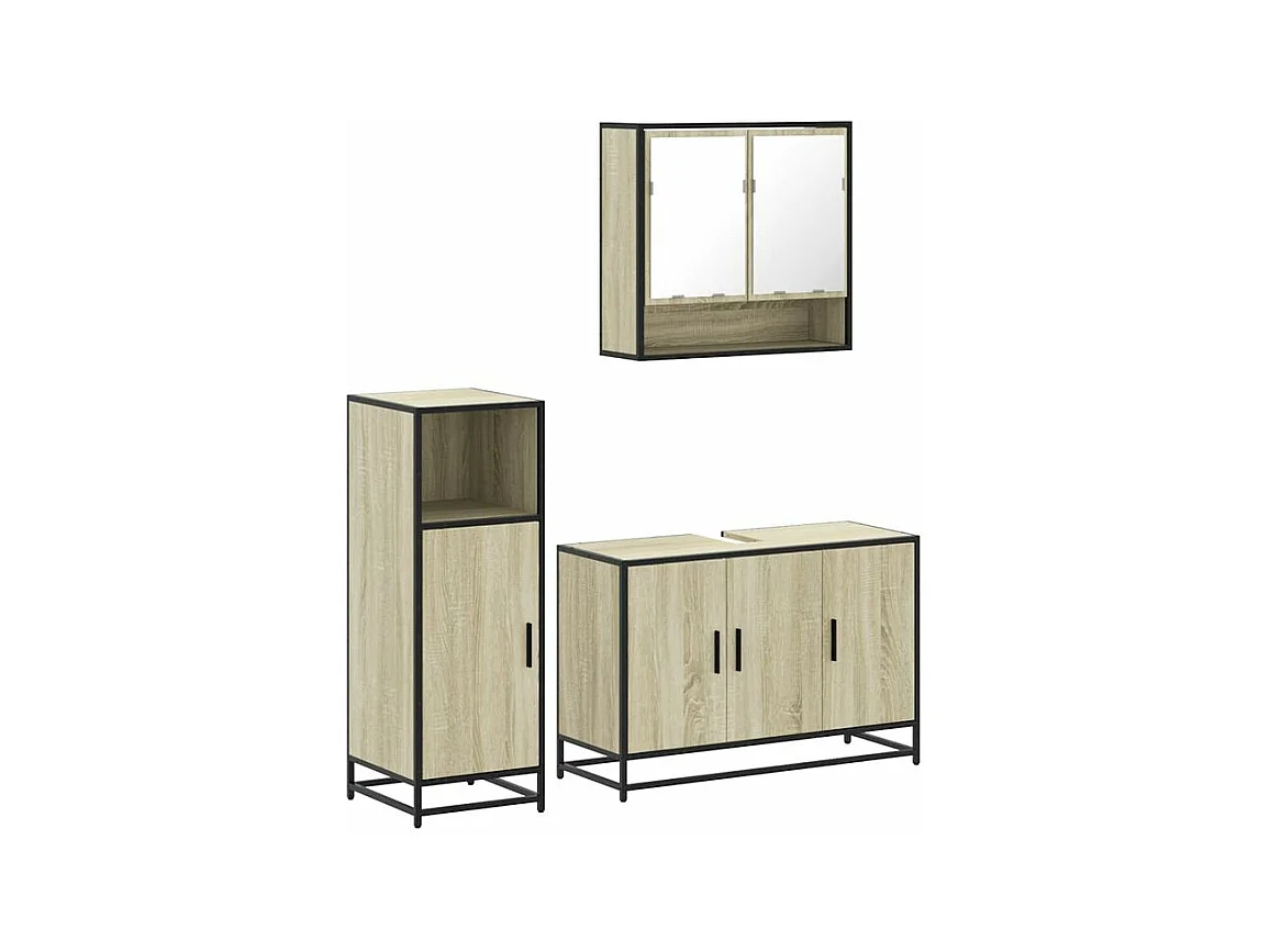 Ensemble de meubles de salle de bain 3 pcs chêne sonoma