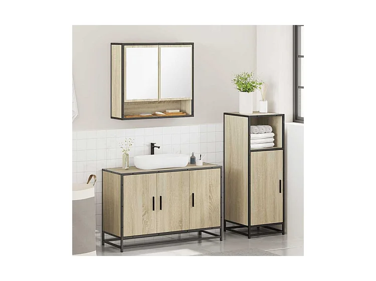 Ensemble de meubles de salle de bain 3 pcs chêne sonoma