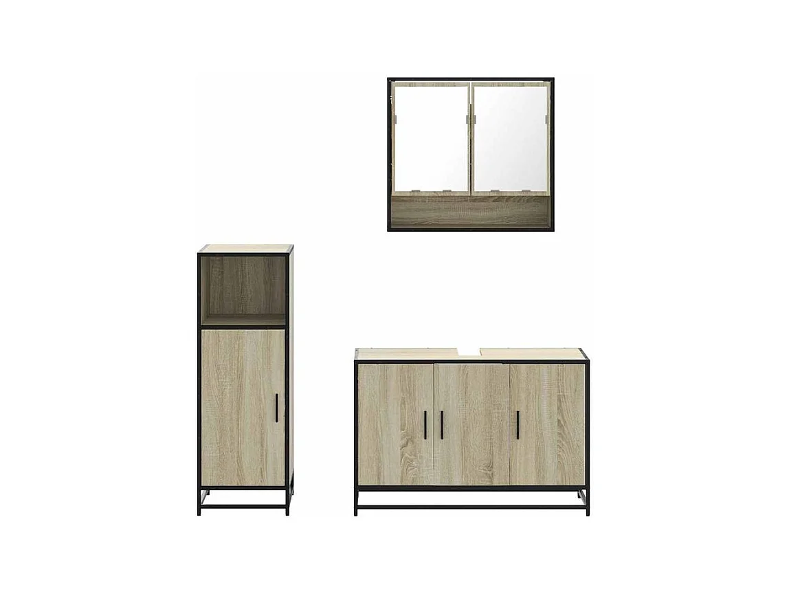 Ensemble de meubles de salle de bain 3 pcs chêne sonoma