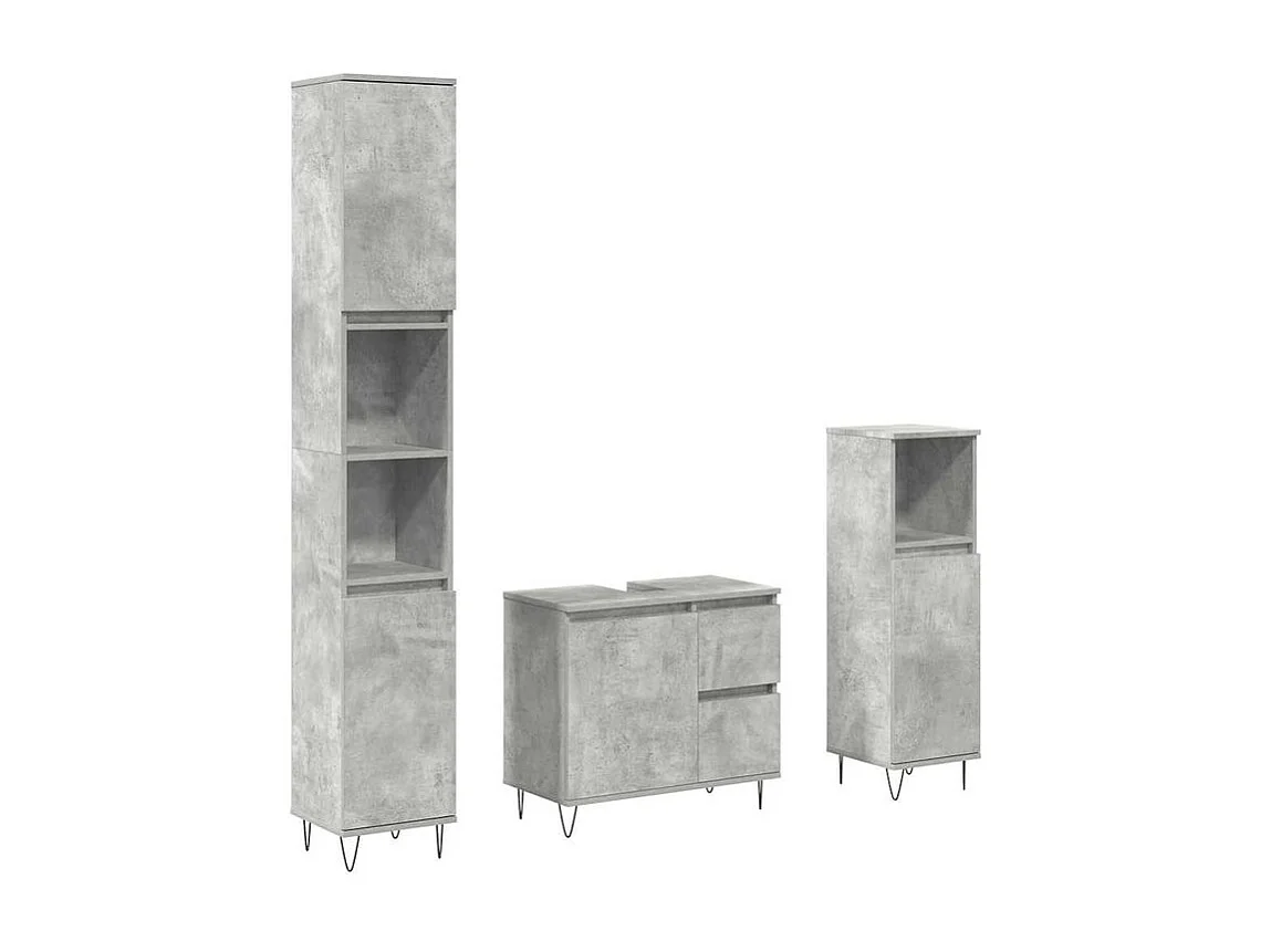 Ensemble de meubles de salle de bain 3 pcs gris béton