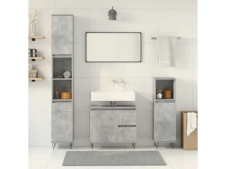 Ensemble de meubles de salle de bain 3 pcs gris béton