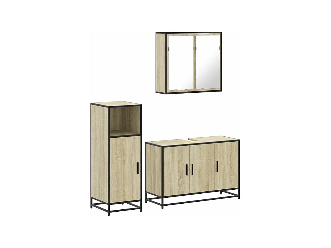 Ensemble de meubles de salle de bain 3 pcs chêne sonoma