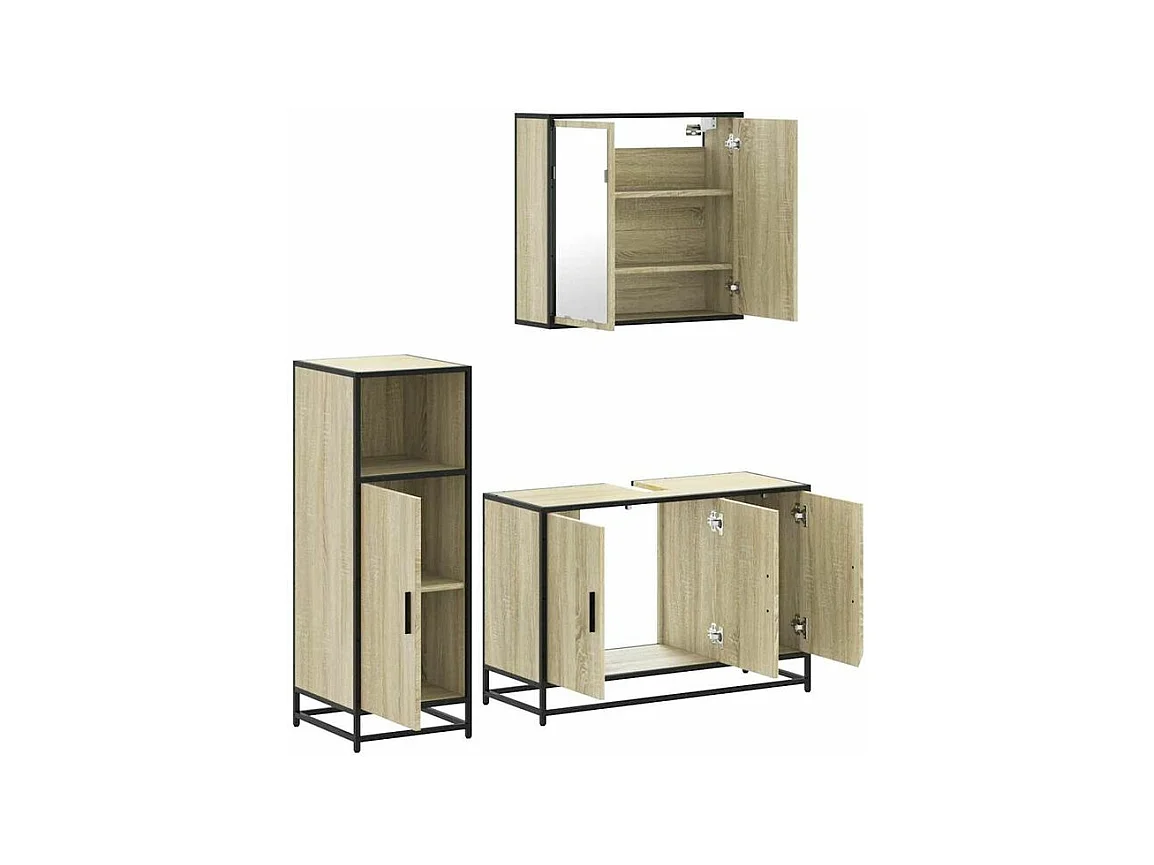 Ensemble de meubles de salle de bain 3 pcs chêne sonoma