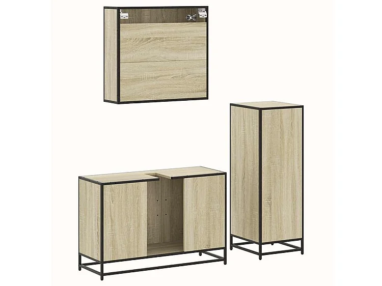 Ensemble de meubles de salle de bain 3 pcs chêne sonoma