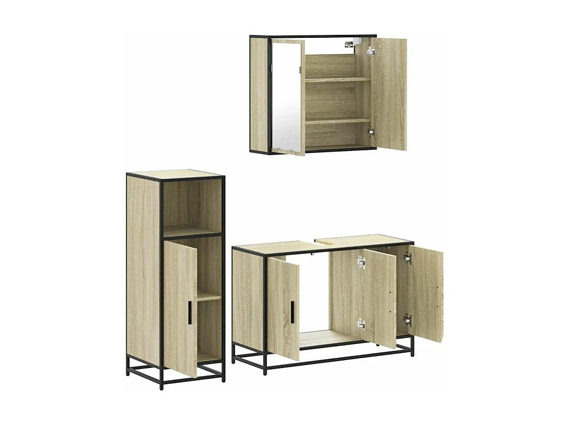 Ensemble de meubles de salle de bain 3 pcs chêne sonoma
