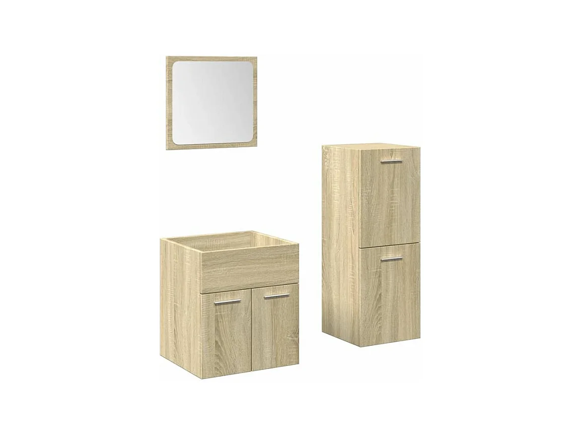 Ensemble de meubles de salle de bain 3 pcs chêne sonoma