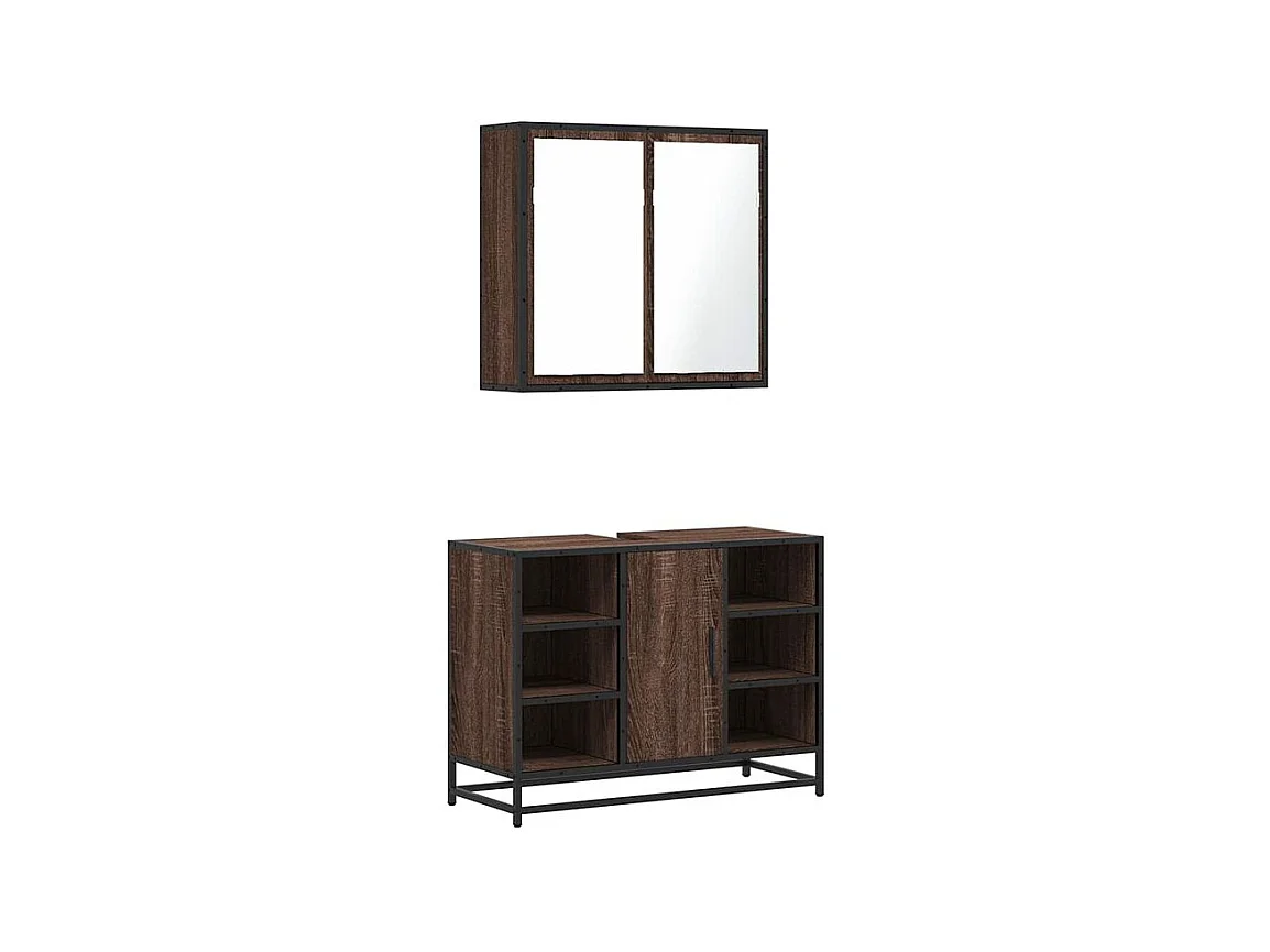 Ensemble de meubles de salle de bain 2 pcs Chêne marron