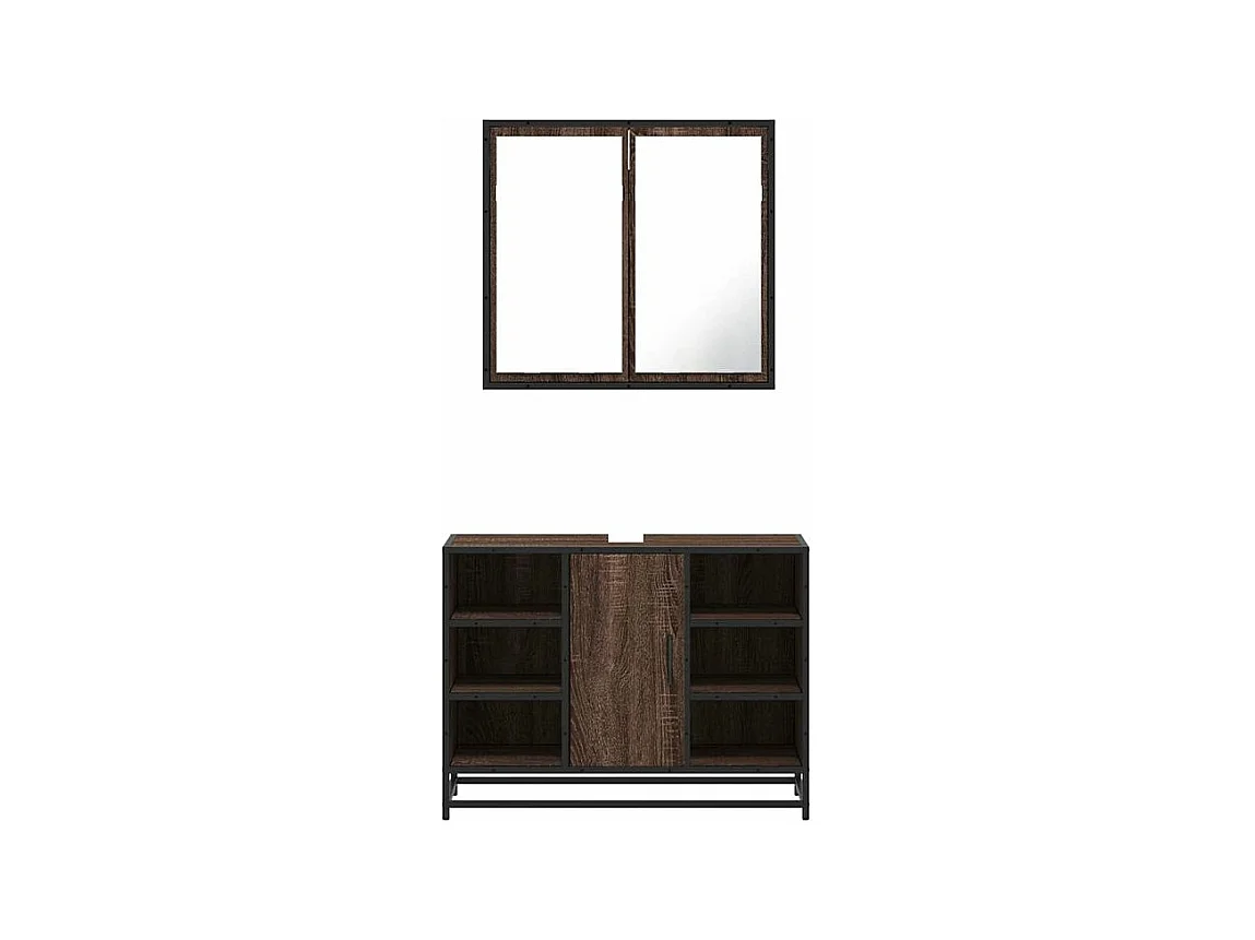 Ensemble de meubles de salle de bain 2 pcs Chêne marron