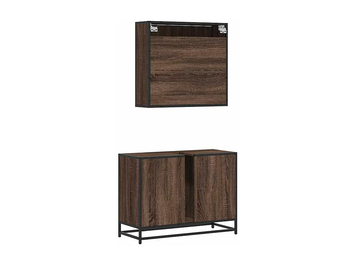 Ensemble de meubles de salle de bain 2 pcs Chêne marron