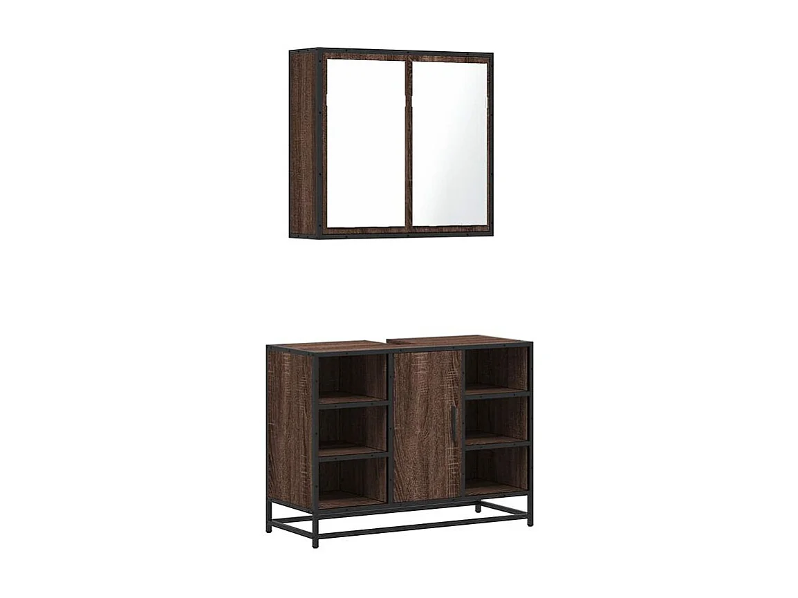 Ensemble de meubles de salle de bain 2 pcs Chêne marron