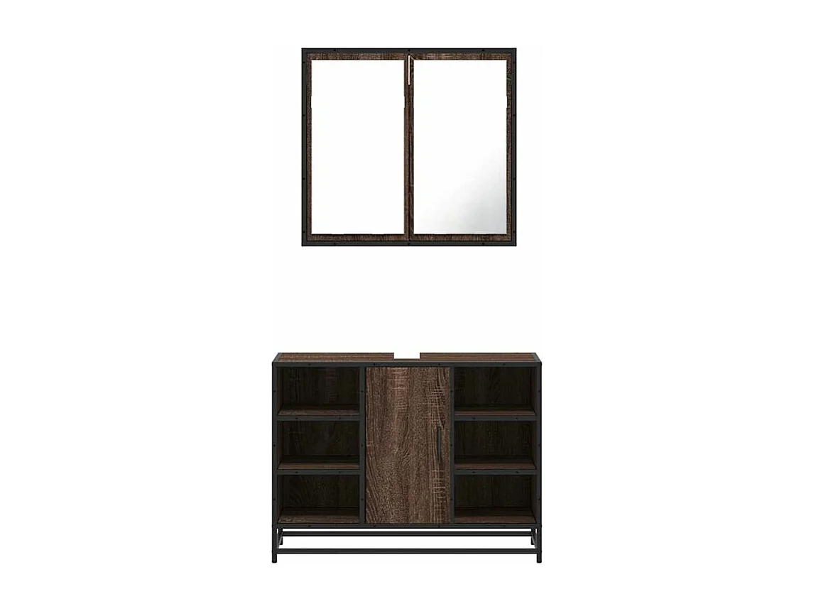 Ensemble de meubles de salle de bain 2 pcs Chêne marron