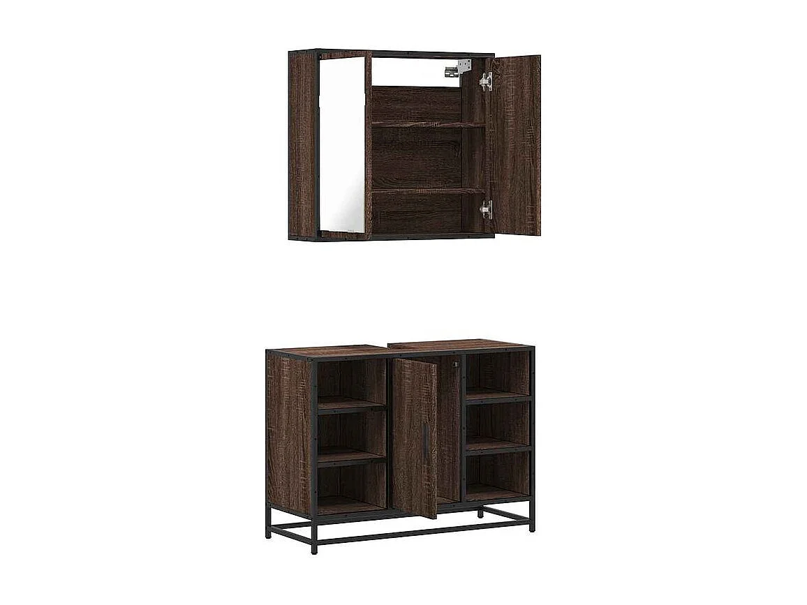 Ensemble de meubles de salle de bain 2 pcs Chêne marron