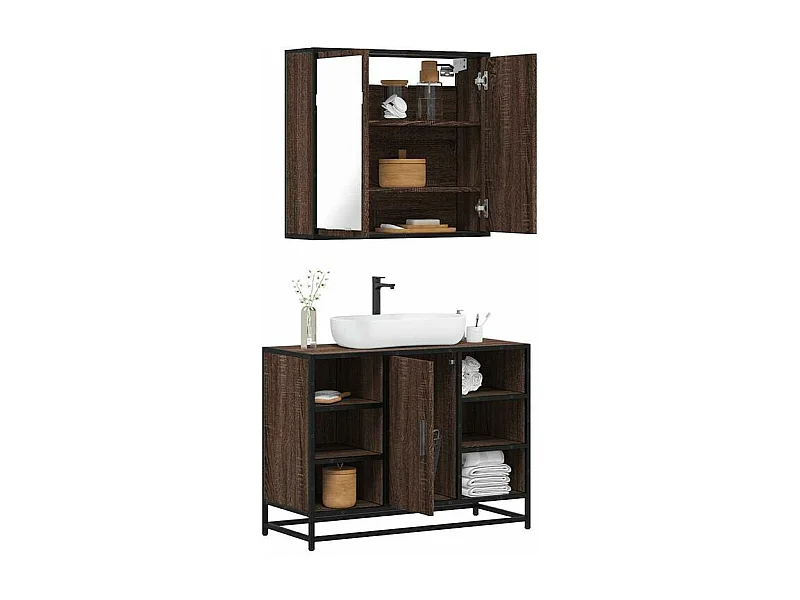 Ensemble de meubles de salle de bain 2 pcs Chêne marron
