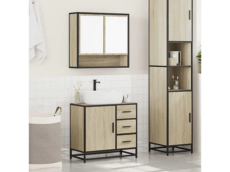 Ensemble de meubles de salle de bain 2 pcs chêne sonoma